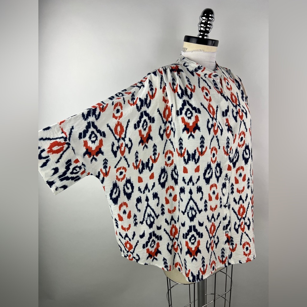 💚 3442. Oversized Printed Button Front Blouse